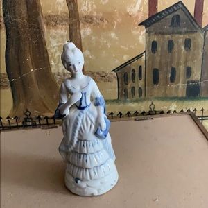 Vintage porcelain lady in blue and white